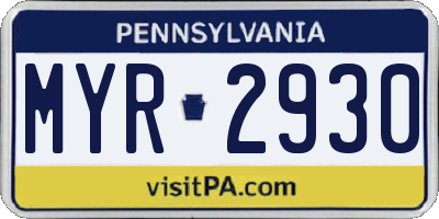 PA license plate MYR2930