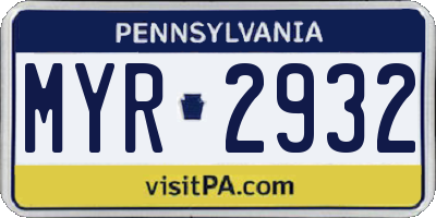 PA license plate MYR2932