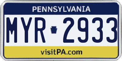 PA license plate MYR2933
