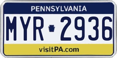 PA license plate MYR2936