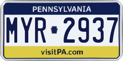 PA license plate MYR2937