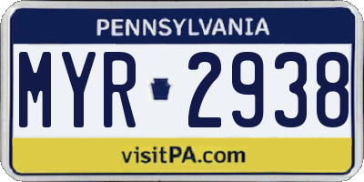 PA license plate MYR2938