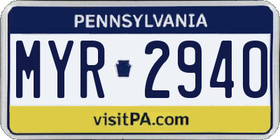 PA license plate MYR2940