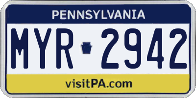 PA license plate MYR2942