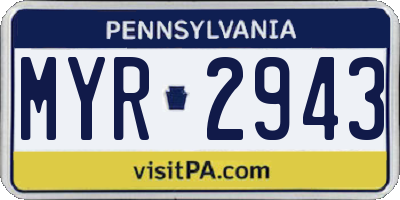 PA license plate MYR2943