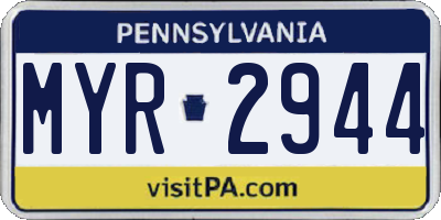 PA license plate MYR2944
