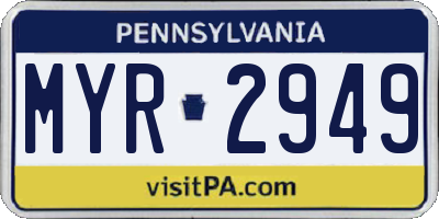 PA license plate MYR2949