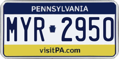 PA license plate MYR2950