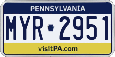 PA license plate MYR2951
