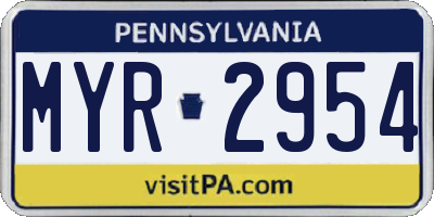 PA license plate MYR2954