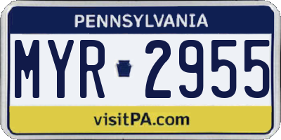 PA license plate MYR2955