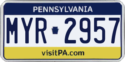 PA license plate MYR2957