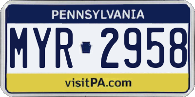 PA license plate MYR2958