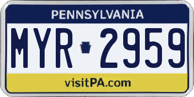 PA license plate MYR2959