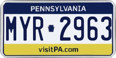 PA license plate MYR2963