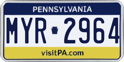 PA license plate MYR2964