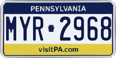 PA license plate MYR2968
