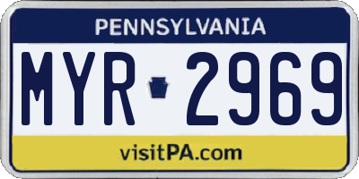 PA license plate MYR2969