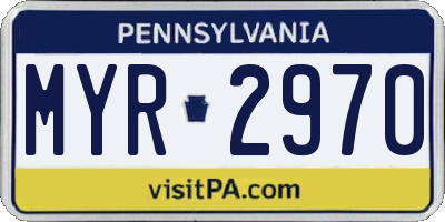 PA license plate MYR2970