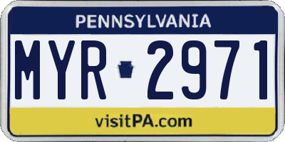 PA license plate MYR2971