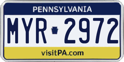 PA license plate MYR2972