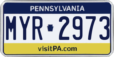 PA license plate MYR2973