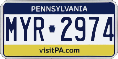 PA license plate MYR2974