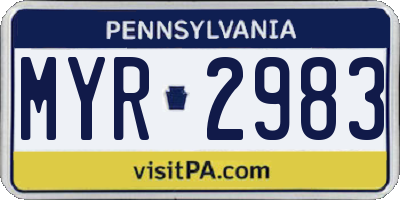 PA license plate MYR2983
