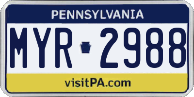 PA license plate MYR2988