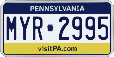 PA license plate MYR2995