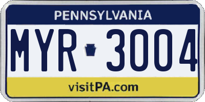 PA license plate MYR3004