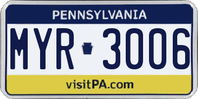 PA license plate MYR3006
