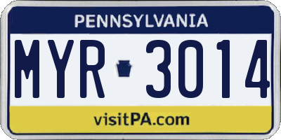 PA license plate MYR3014