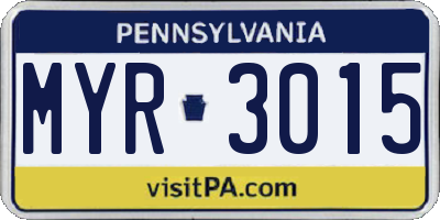 PA license plate MYR3015