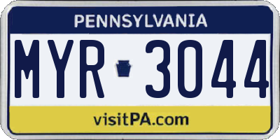 PA license plate MYR3044