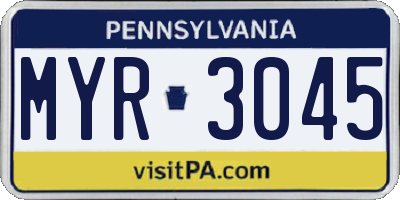 PA license plate MYR3045