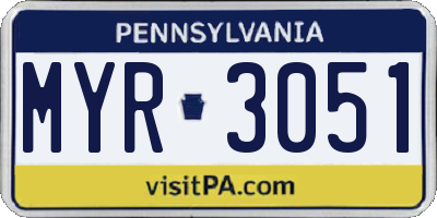 PA license plate MYR3051