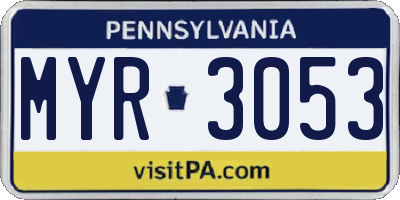 PA license plate MYR3053