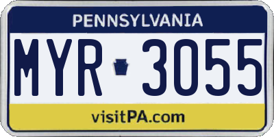 PA license plate MYR3055
