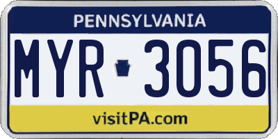 PA license plate MYR3056