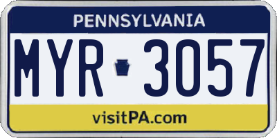 PA license plate MYR3057