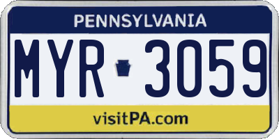 PA license plate MYR3059