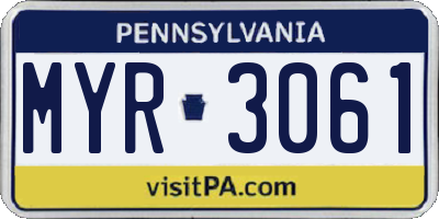 PA license plate MYR3061