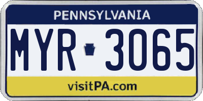 PA license plate MYR3065