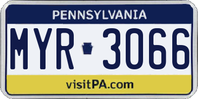 PA license plate MYR3066