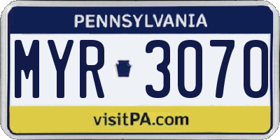 PA license plate MYR3070