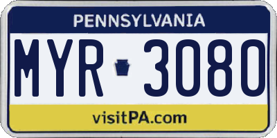 PA license plate MYR3080