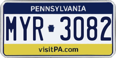 PA license plate MYR3082