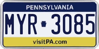 PA license plate MYR3085