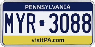 PA license plate MYR3088